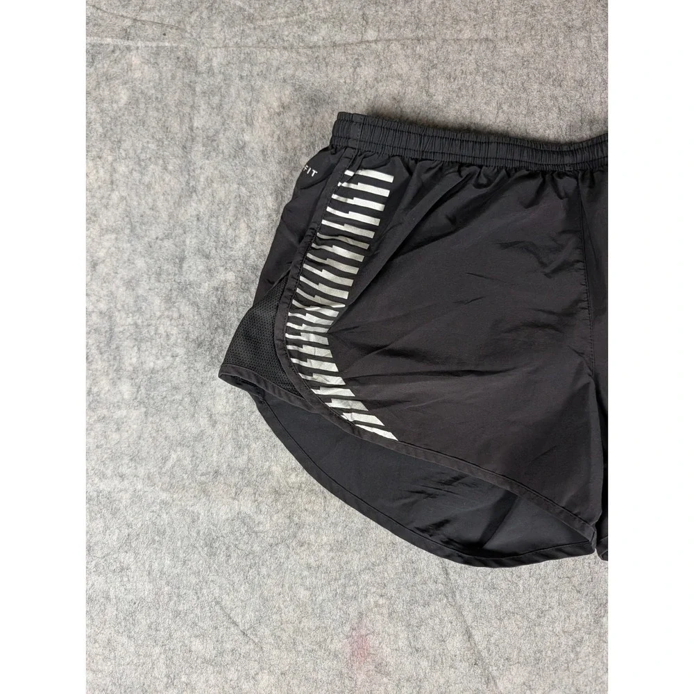 Nike Dri-FIT Mens Running Shorts Black Reflective Stripe Rear Zip Pocket Liner